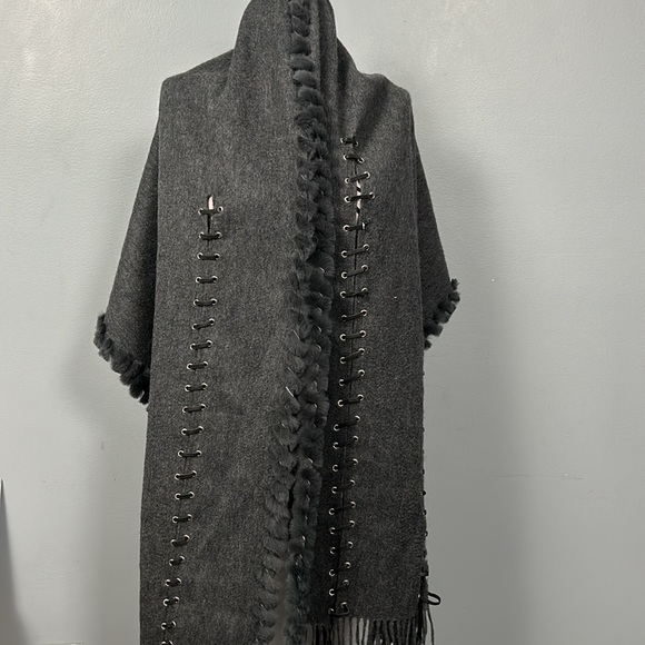 Cashmere Wool Blend Large Fringe Scarf Wrap - Picture 5 of 16